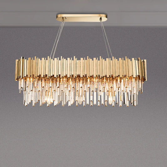 DecorBites™ Gold Metal LED Pendant Lights Adjustable Living Room Dining Round Fixture