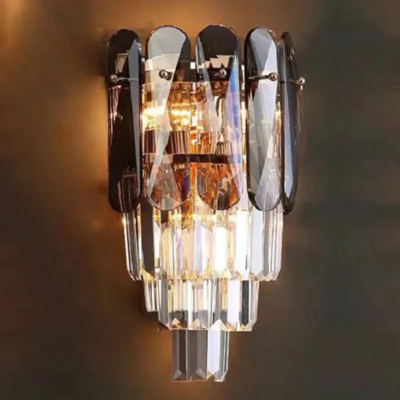 DecorBites™ Crystal Wall Lamp: Modern Luxury LED Lighting for Living Room, Bedroom, and Staircase