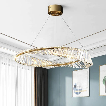 DecorBites™ Crystal Ring Light: Postmodern Round Chandelier for Living Room, Bedroom, Dining Room