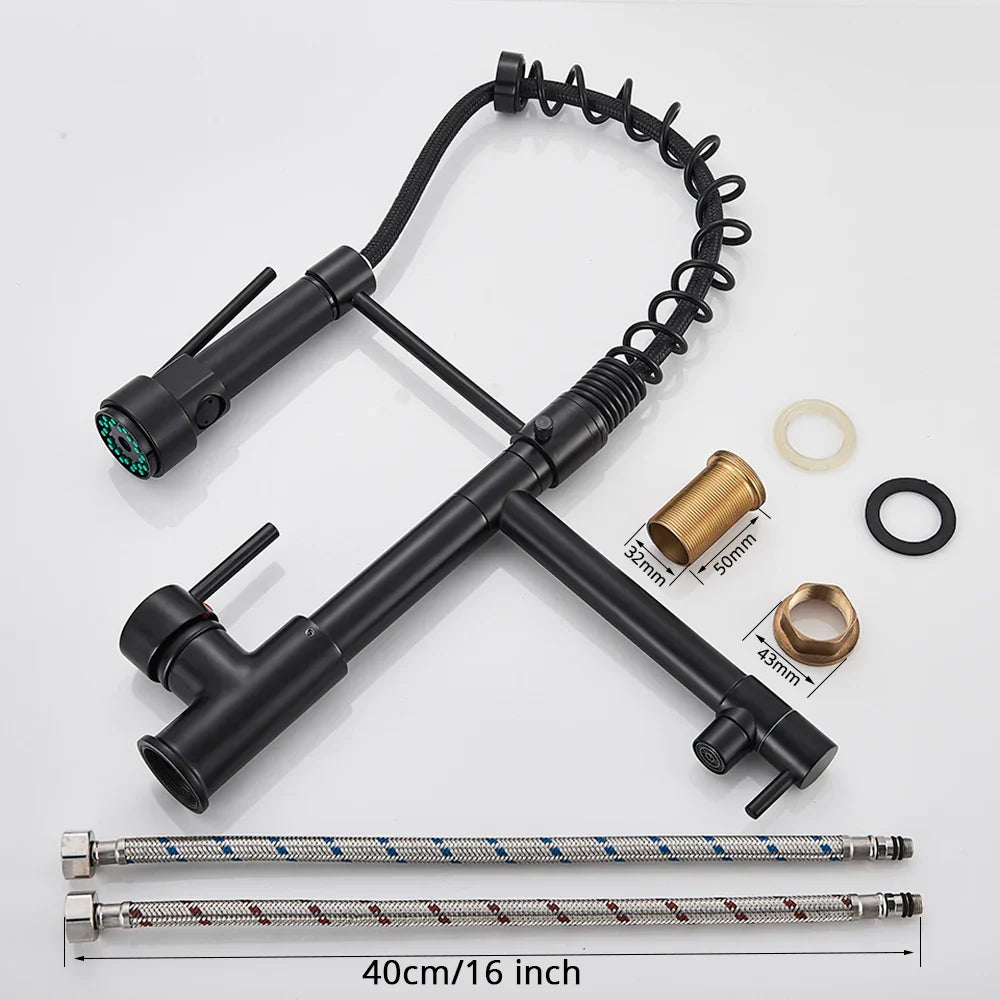 Grifo de cocina DecorBites™ de latón con caño giratorio de resorte y mezclador de agua fría y caliente