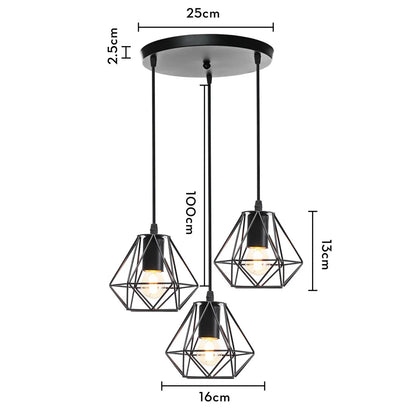 DecorBites™ Iron 3-Light Chandelier Pendant for Living Room Kitchen Restaurant