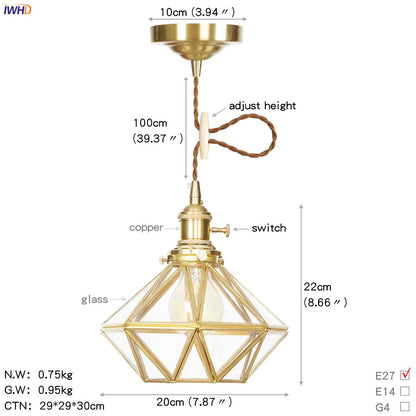 DecorBites™ Glass Copper LED Pendant Light for Kitchen Cafe Living Room