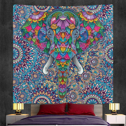 DecorBites™ Elephant God Mandala Tapestry: Bohemian Home Decor Hippie Style Large Tapestry