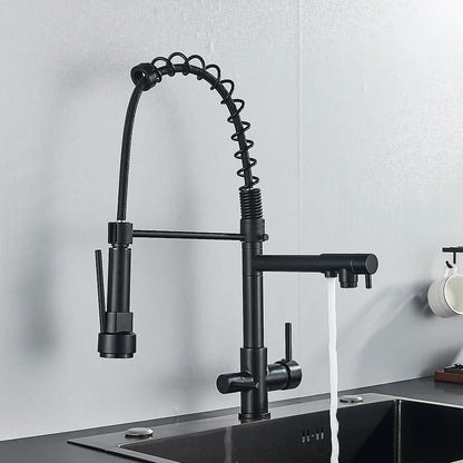 Grifo Filtro de Agua para Cocina Decorbites™: Mezclador de Tres Picos, Rotación de 360°, Purificación de Agua Pura
