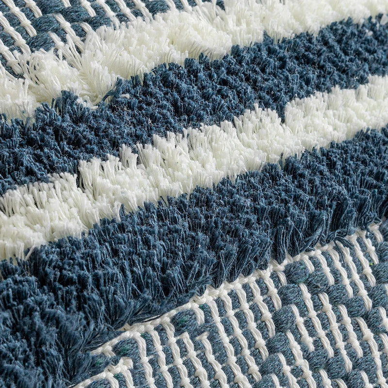 DecorBites™ Boho Jacquard Cushion Cover in Blue Yellow Black Woven for Home Decor