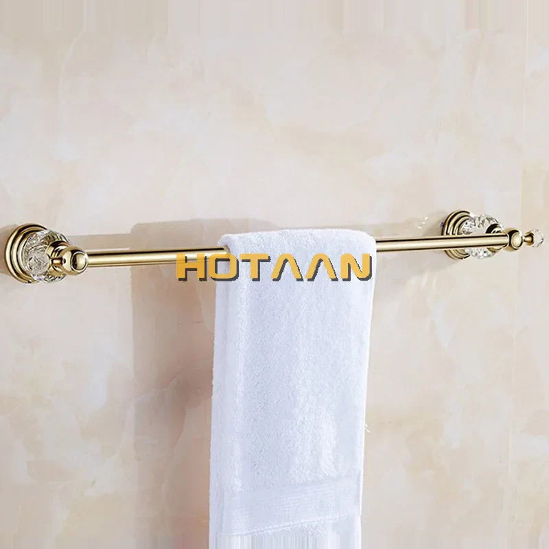 DecorBites™ Golden Crystal Single Towel Bar - Stainless Steel Bathroom Rack