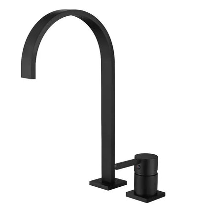 DecorBites™ Brushed Gold Basin Faucet: 360 Rotating Two Hole Widespread Bathroom Sink Tap