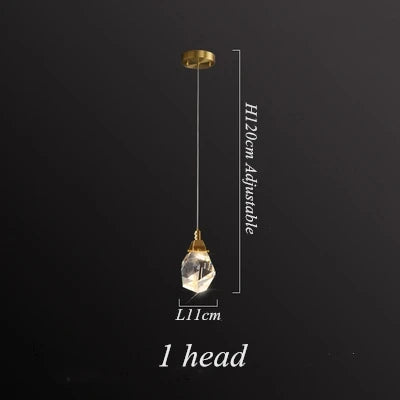 DecorBites™ Diamond Crystal LED Chandelier, Brass Ceiling Pendant Light for Dining Room