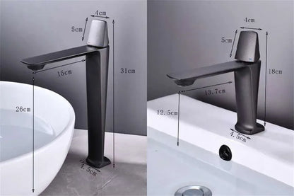 DecorBites™ Black Brass Bathroom Sink Faucet Hot Cold Mixer Deck Mounted Water Tap