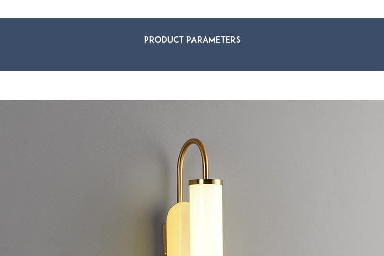 Modern minimalist gold led wall lamp with a curved arm and frosted glass cylindrical shade for bedroom use.