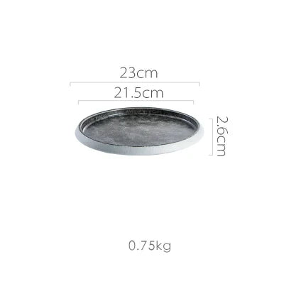 DecorBites™ Ice Cracked Glaze Ceramic Grey Plate and Bowls Set