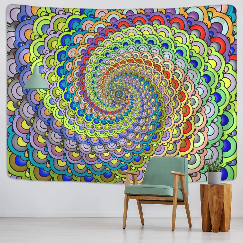 Decobites Psychedelic Mandala Tapestry Wall Hanging Beach Mat Home Decor