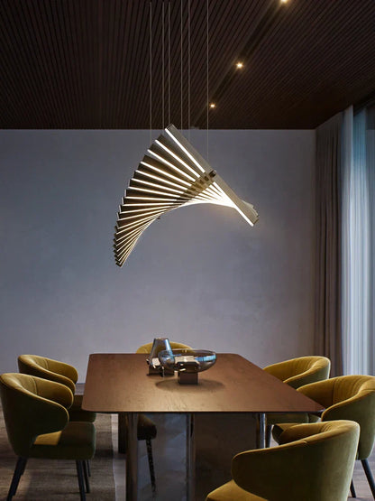 Lámpara de araña lineal DecorBites™ con forma de espina de pez: Iluminación nórdica minimalista para comedor, oficina o sala de estar