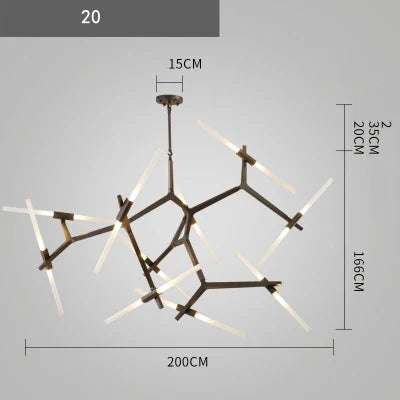 DecorBites™ Branch Suspension Pendant Light - Gold Black G9 LED Iron Glass Fixture