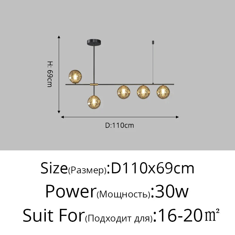 ثريا السقف الكروية الزجاجية من DecorBites™ لديكور المنزل - مصباح LED معلق عصري
