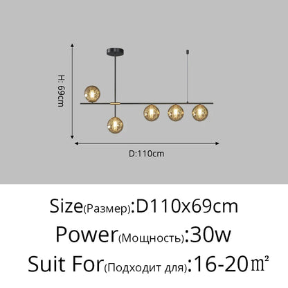 ثريا السقف الكروية الزجاجية من DecorBites™ لديكور المنزل - مصباح LED معلق عصري