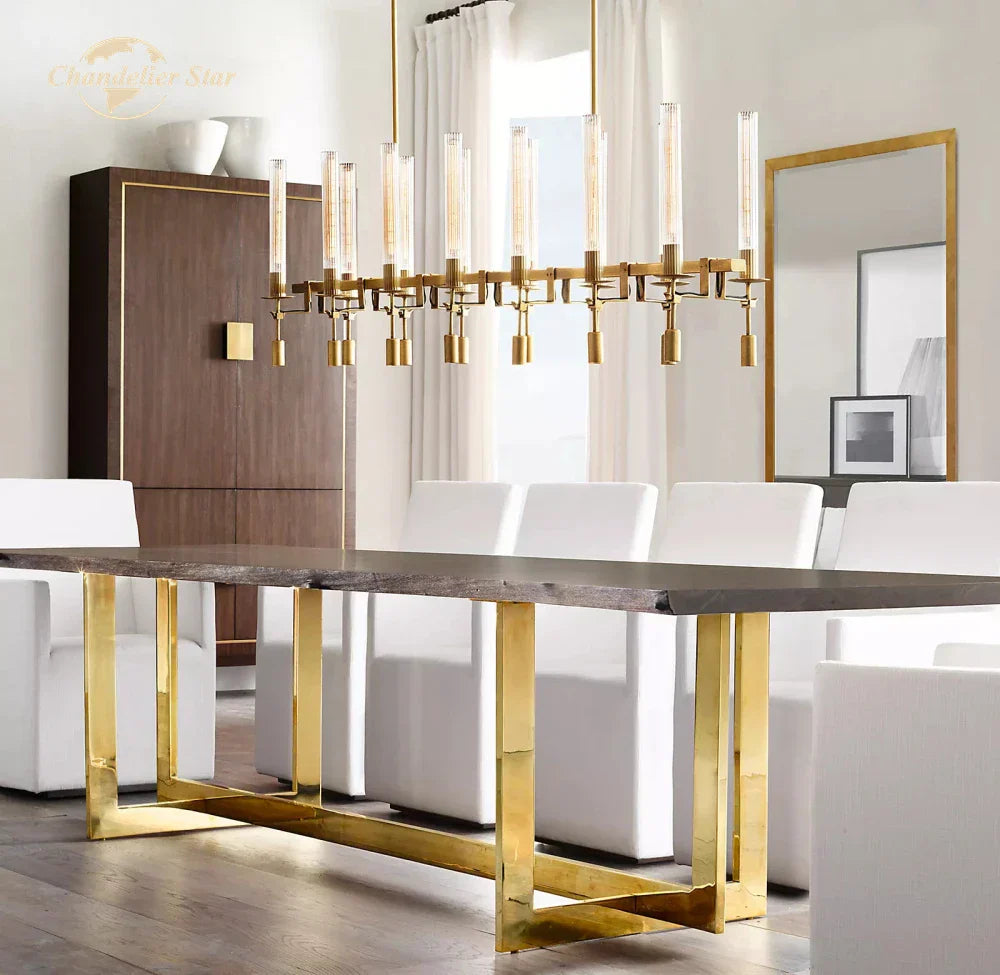 DecorBites™ Glass LED Linear Chandelier for Dining & Living Room, Kitchen Island Lighting