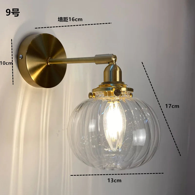 DecorBites™ Clear Glass LED Wall Sconce | Modern Copper Bathroom Mirror Stair Light