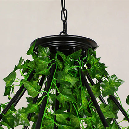 DecorBites™ Green Leaf Chandelier: Multi Heads Simulation for Bar, Milk Tea Shop, Corridor Lighting