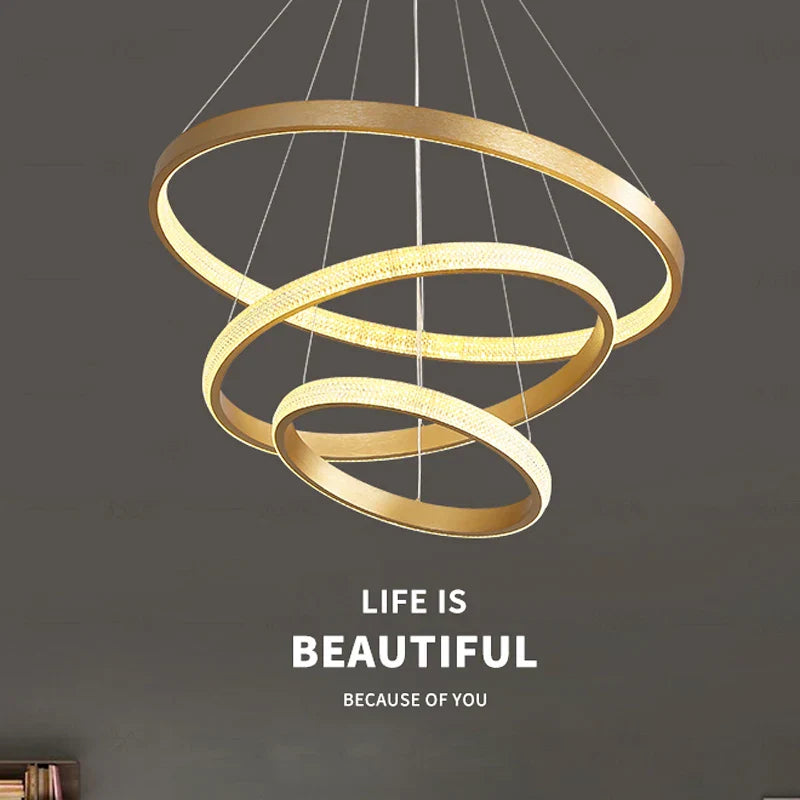 Decorbites™ Lámpara de Araña Círculo Dorado Creativa Iluminación LED Moderna para Interiores