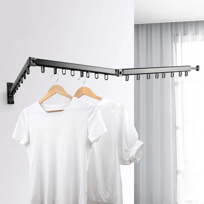رف منظم لتعليق الملابس من الألومنيوم من DecorBites™، باللون الأسود، قابل للطي وتجفيف الملابس