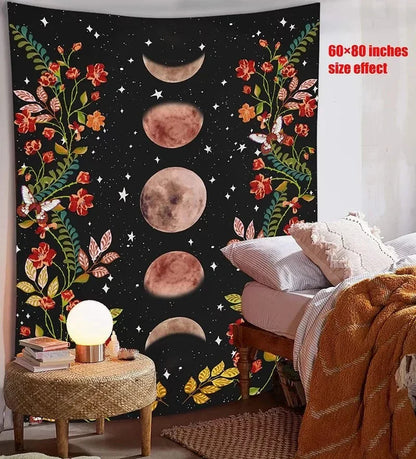 Psychedelic Moon & Starry Sky Tapestry by Decobites - Room & Dorm Decor Art