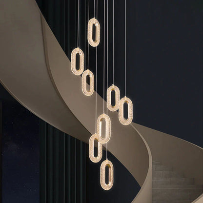 DecorBites™ Duplex Crystal Chandelier: Luxury Cantilevered Pendant Light for Villa Living Room & Staircase