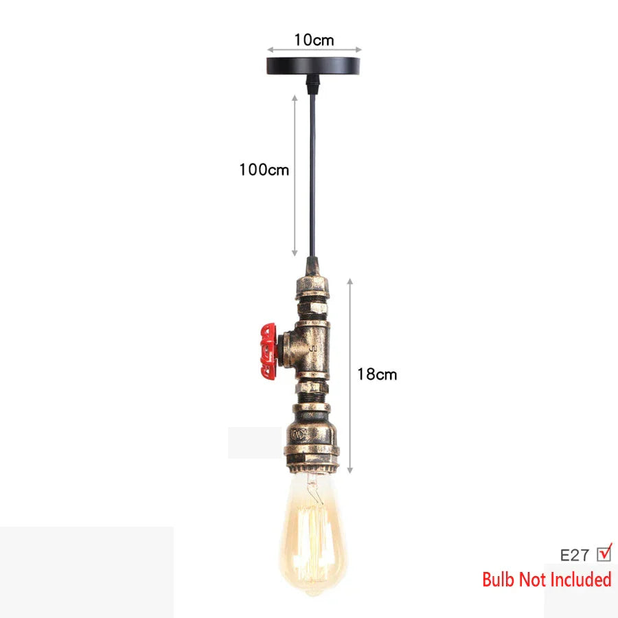 DecorBites™ Iron Pipe Pendant Lights Holder Retro Loft Indoor Ceiling Hanging Lamp