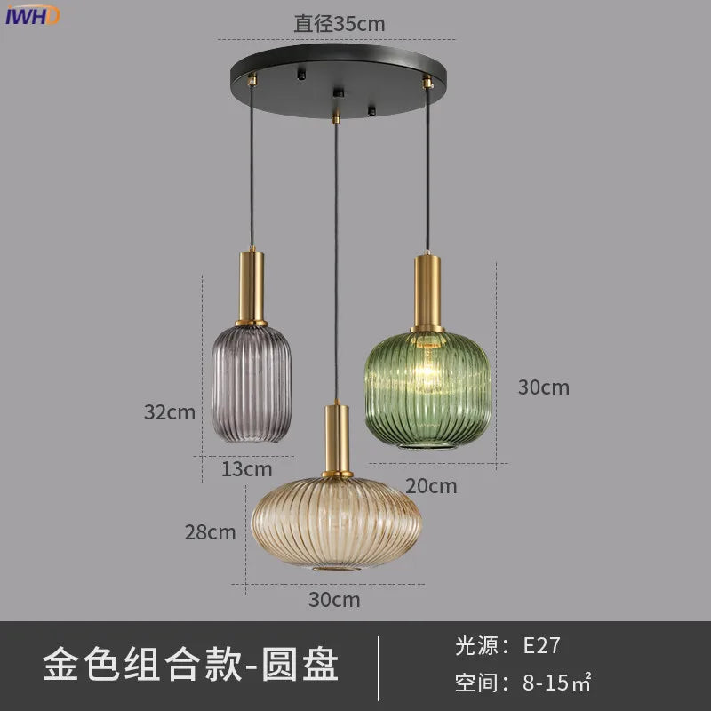 Lámparas colgantes de cristal DecorBites™: Lámpara colgante LED de estilo nórdico moderno para dormitorio, sala de estar y comedor.