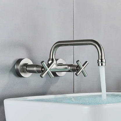 DecorBites™ Black Kitchen Faucet Mixer Tap Swivel Spout Wall Mounted Hot Cold Water