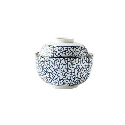 DecorBites™ Japanese Style Ceramic Soup Bowl - Eco-Friendly Under Glazed Tureen