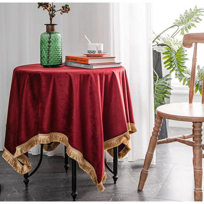 DecorBites™ Gold Velvet Wedding Table Cloth - Premium American Retro Decor