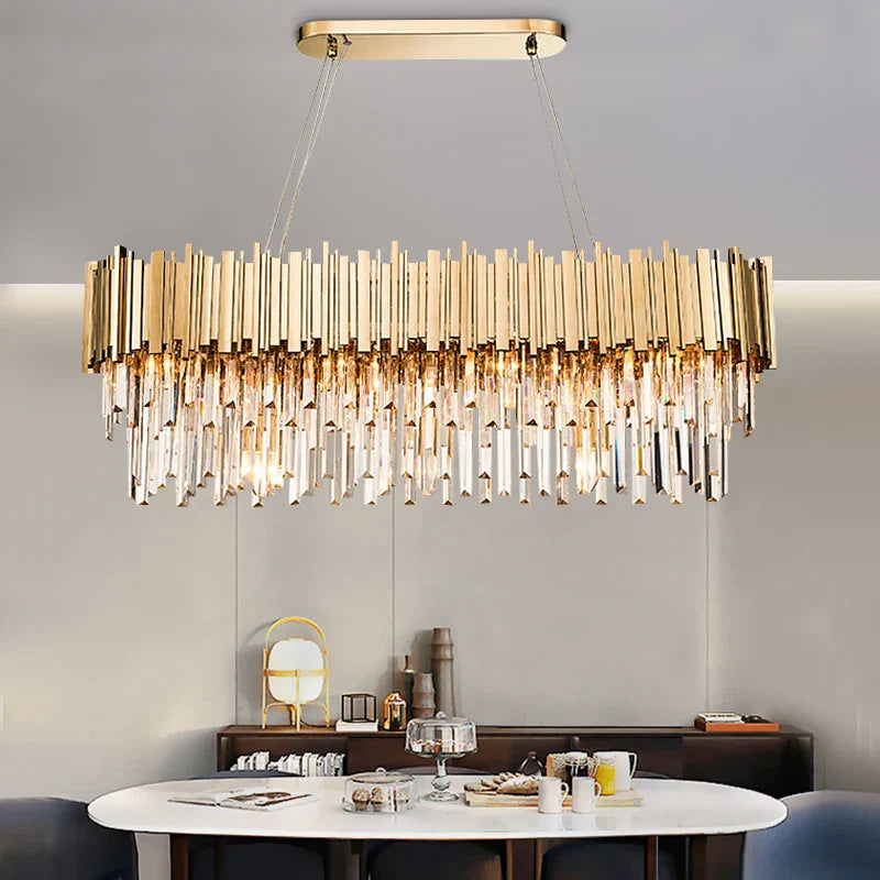 DecorBites™ Gold Metal LED Pendant Lights Adjustable Living Room Dining Round Fixture