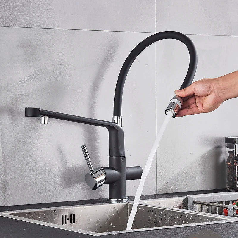 Decorbites™ Zweispundenduschfilter-Wasserhahn mit 360°-Drehung - Küchenmischbatterie