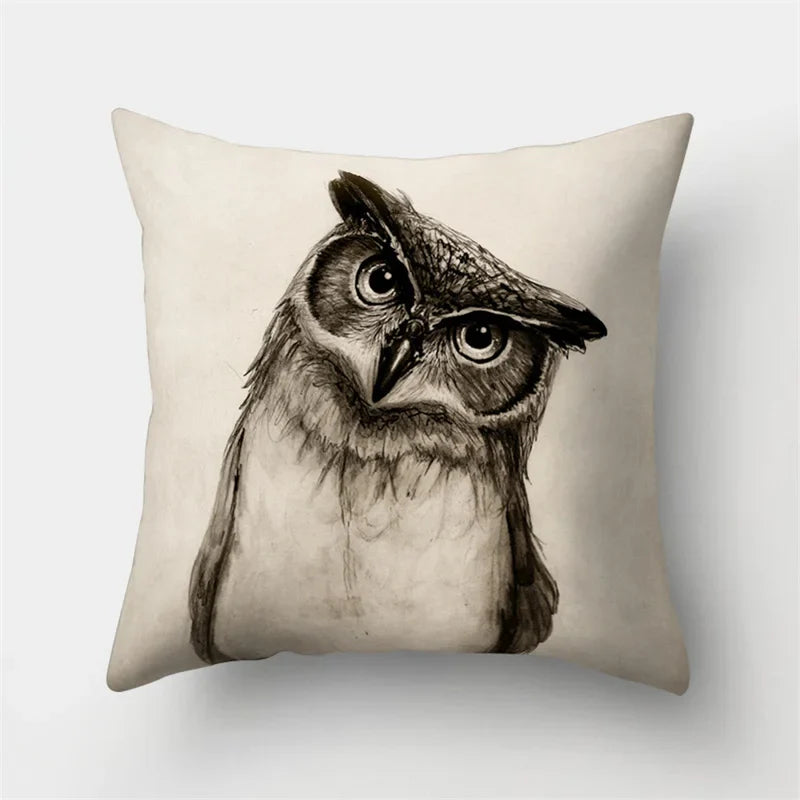 DecorBites™ Cute Owl Cushion Pillow Cover for Home Sofa Bedroom Decor