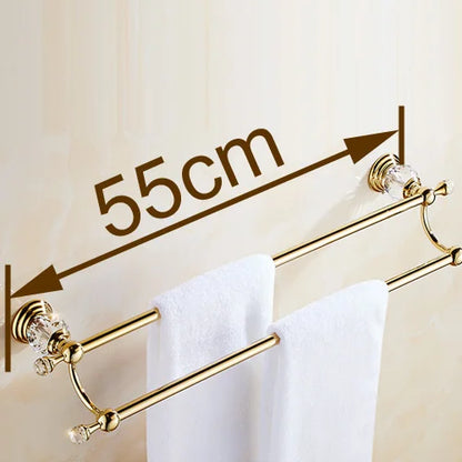 Barra doble para toallas DecorBites™ Crystal Gold para baño, 60 cm de largo