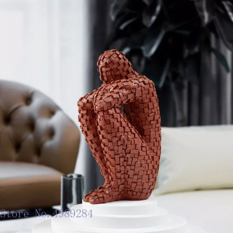 DecorBites™ Golden Man Thinker Abstract Sculpture Statue for Home Decor