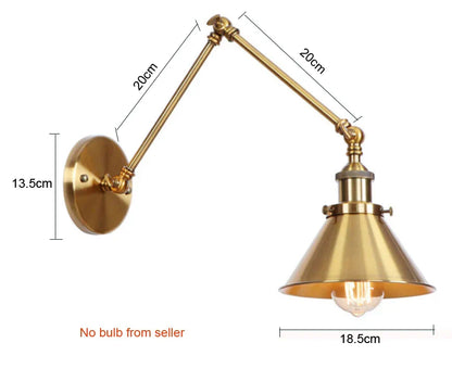 DecorBites™ Gold Adjustable Long Arm Wall Light - Retro Style Flex Lamp for Home and Restaurant