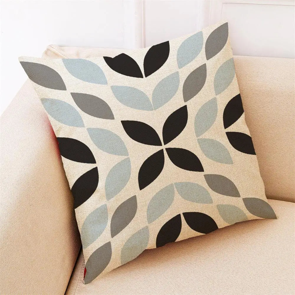 Geometric Pattern Printed Throw Pillow - Modern Brief Soft Cushion by Decobites