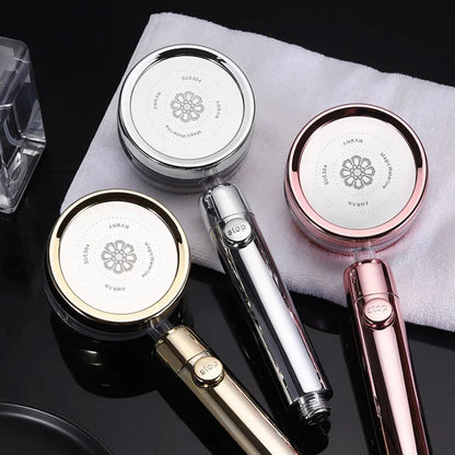 DecorBites™ Double Panel Turbo Shower Head with Spiral Water Flow and One Key Stop