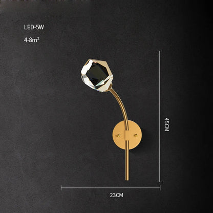 ديكوربايتس™ مصباح حائط LED كريستالي من النحاس الأسود الذهبي لغرفة النوم والممر
