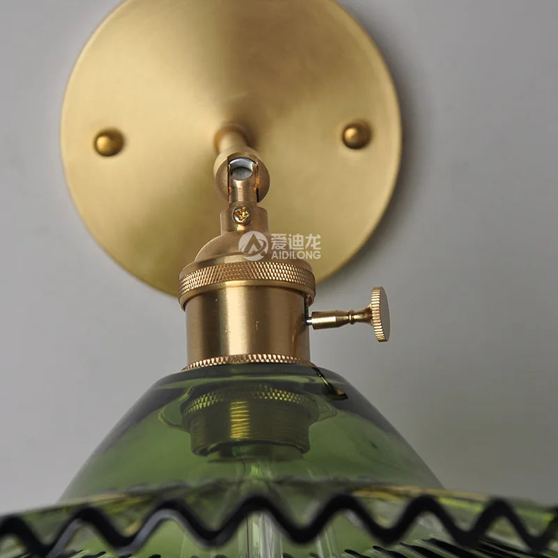 DecorBites™ Japanese Copper Glass Wall Lights Modern LED Sconce for Bedroom Stair Mirror