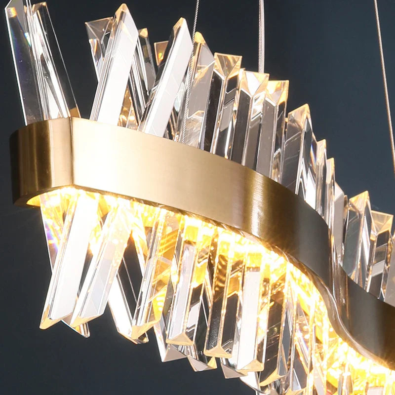 Lámpara de araña LED de cristal dorado Decorbites™ para comedor
