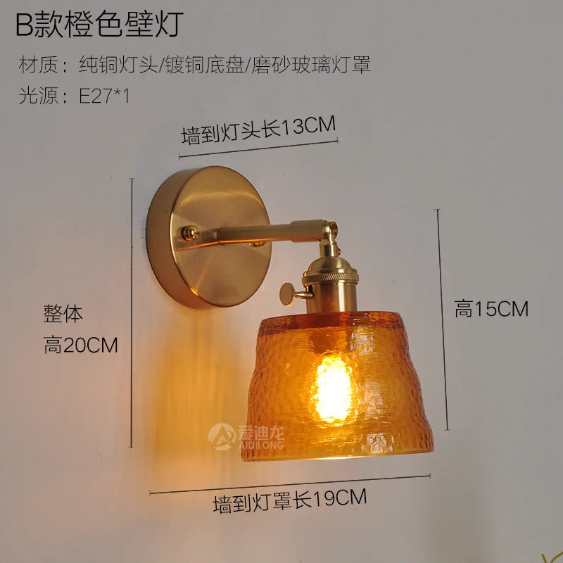 DecorBites™ Green Glass LED Pendant Light - Japanese Style Nordic Copper Hanging Lamp