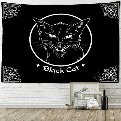 Decobites Black Cat Psychedelic Tapestry Wall Hanging for Home Decor