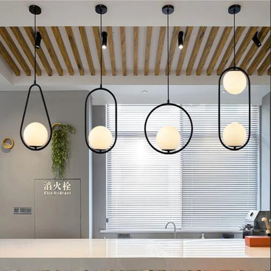 DecorBites™ Glass Ball Pendant Lights | Modern Nordic LED Hanging Lamp for Dining and Bar