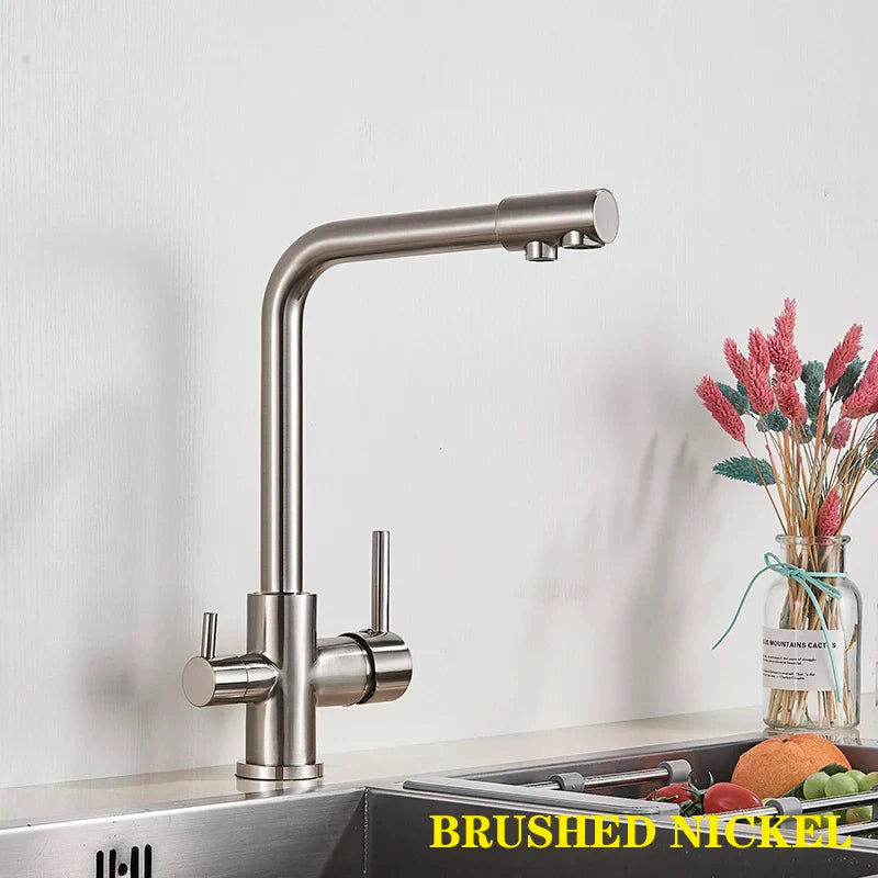 Decorbites™ Zweifachauslauf Chrom Küchenarmatur Wasserfilter Mischbatterie