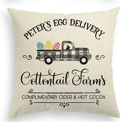 DecorBites™ Easter Rabbit Eggs Linen Pillowcase 45*45CM