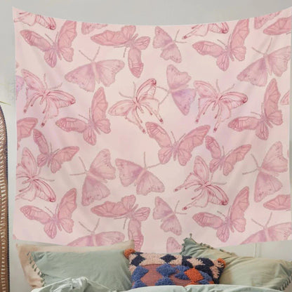 Decobites Pink Butterfly Hippie Tapestry for Bedroom and Living Room Decor