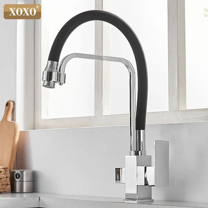 DecorBites™ Black 360° Rotation Filter Kitchen Faucet Single Hole Mixer Tap Pure Water